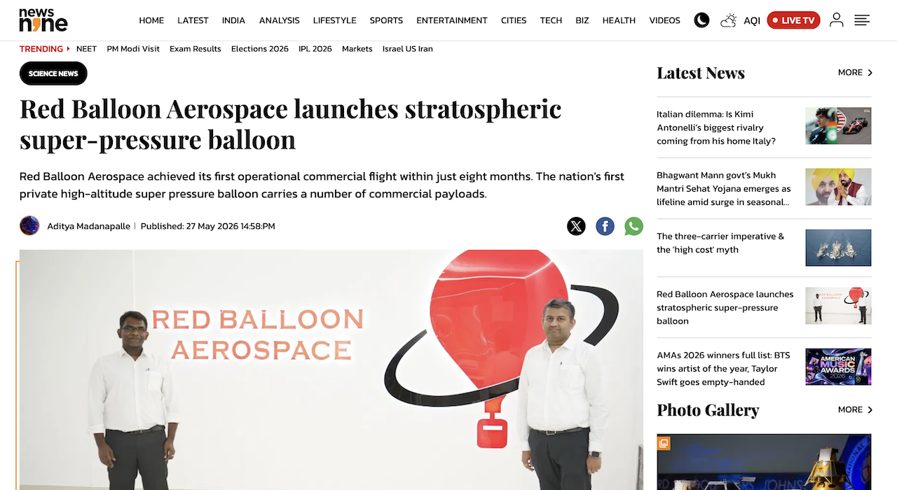 N9 — Red Balloon Aerospace launches stratospheric super-pressure balloon