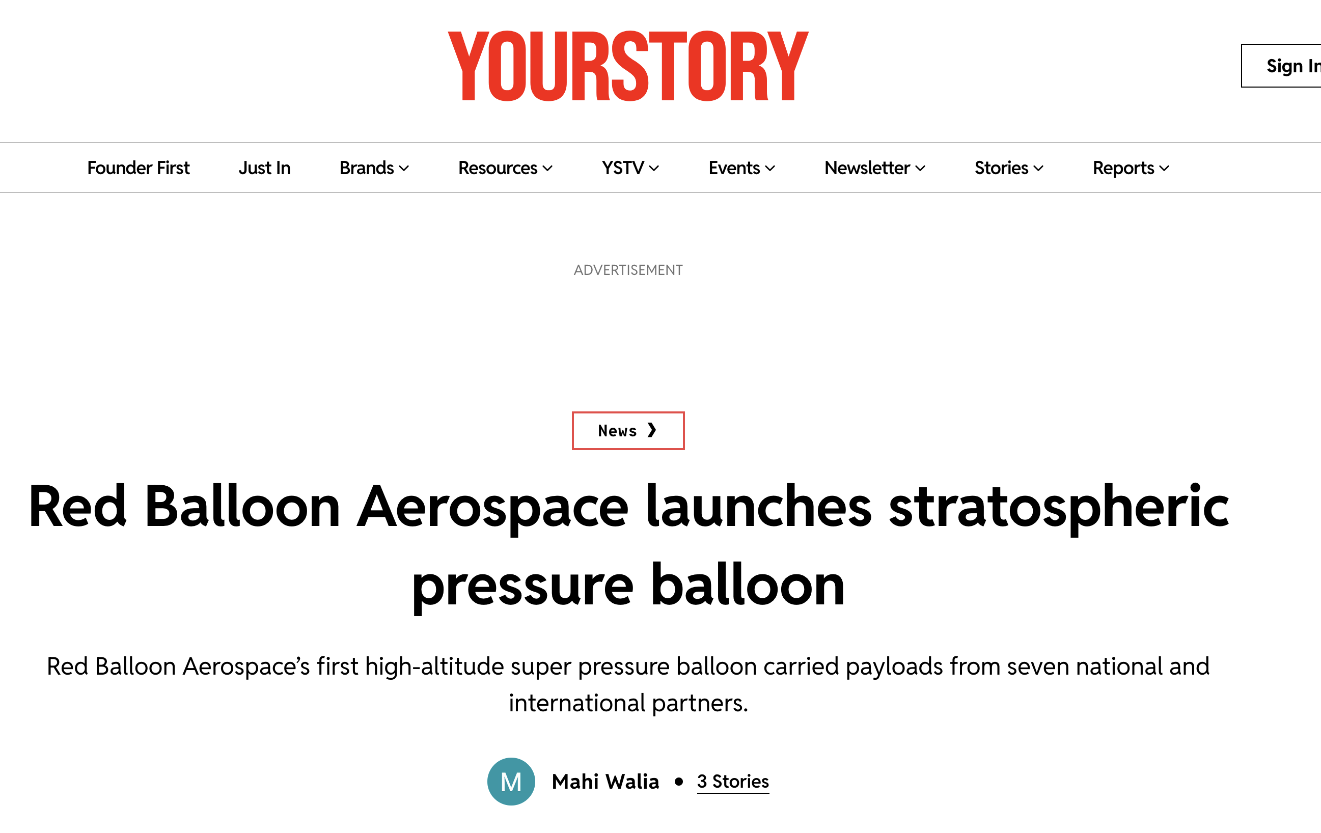YOURSTORY — Red Balloon Aerospace launches stratospheric pressure balloon